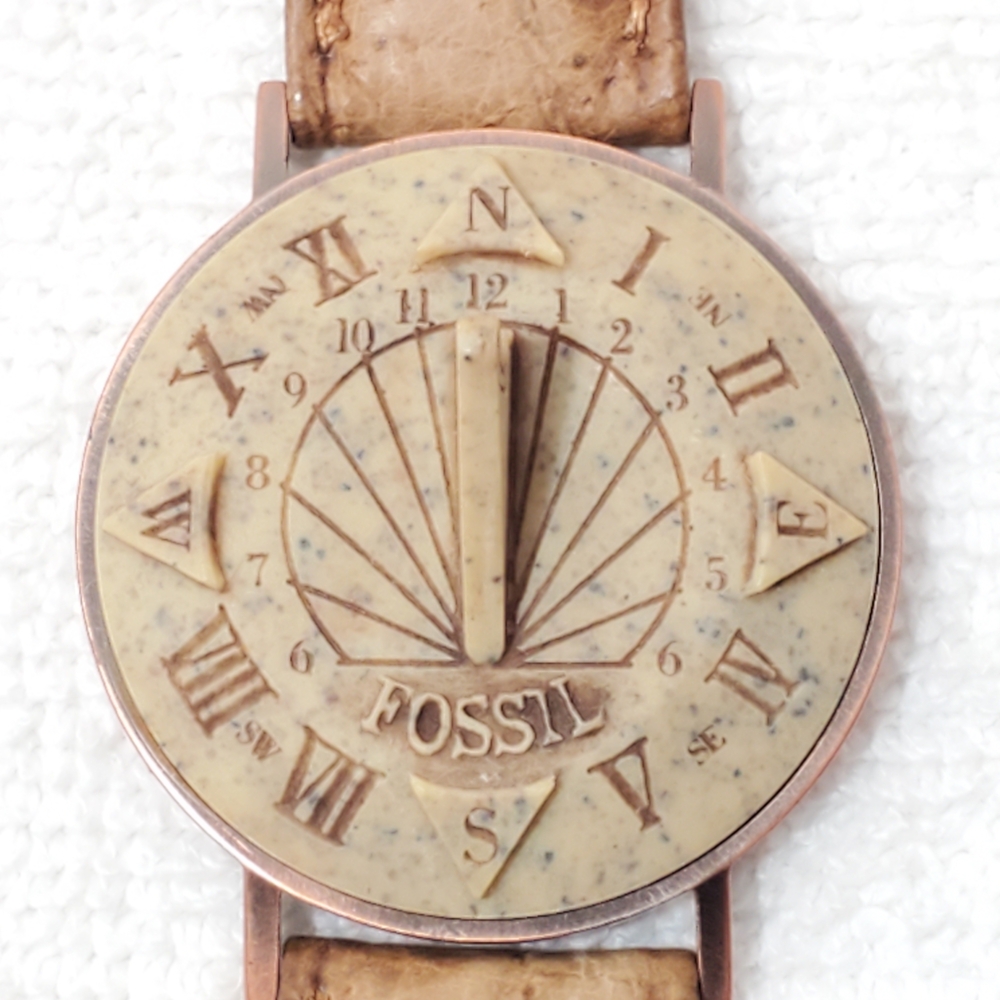 Fossil Beige and Brown Leather Watch